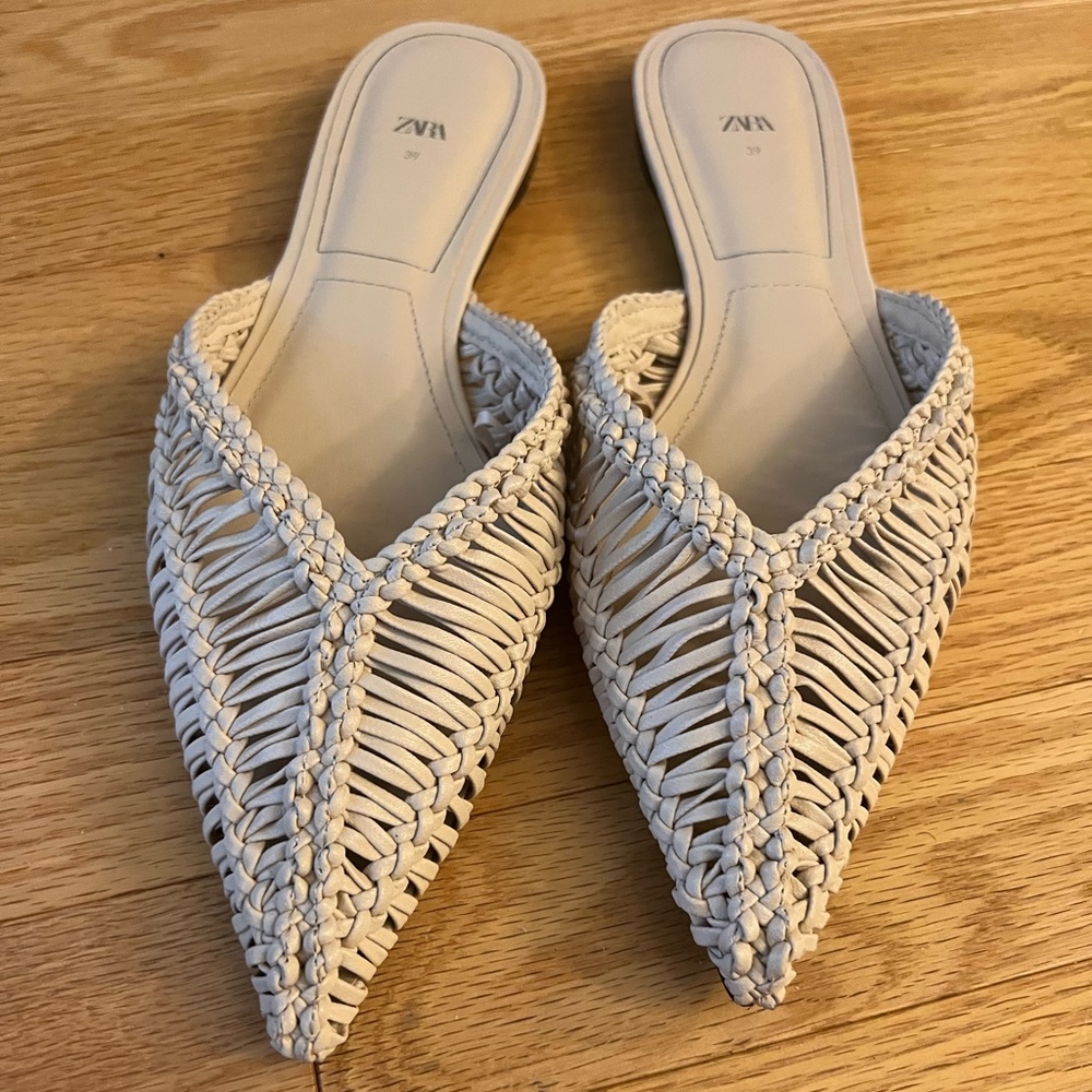 Zara flat woven mules
